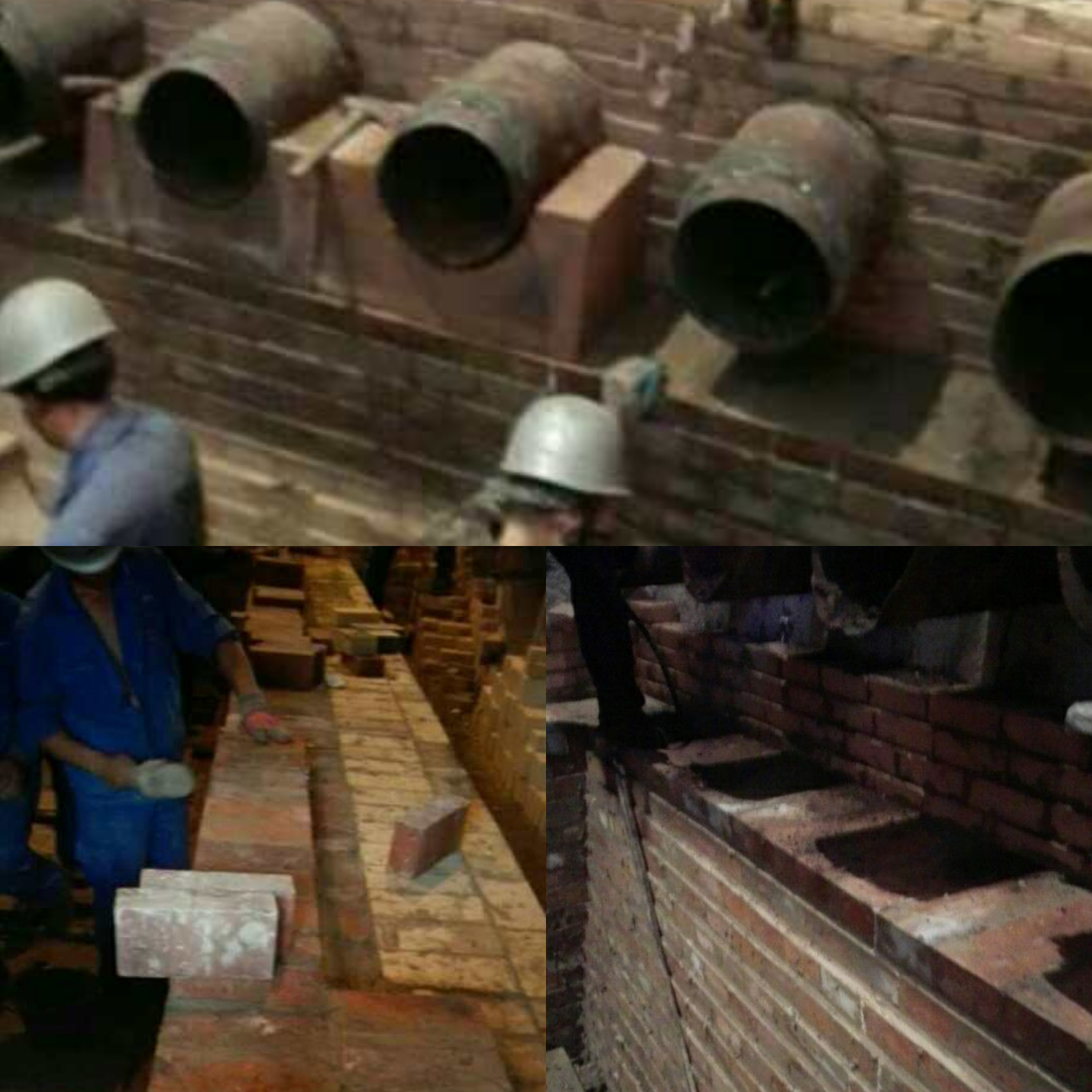 建业耐材竖炉炉身下部冷风口组合砖施工现场图